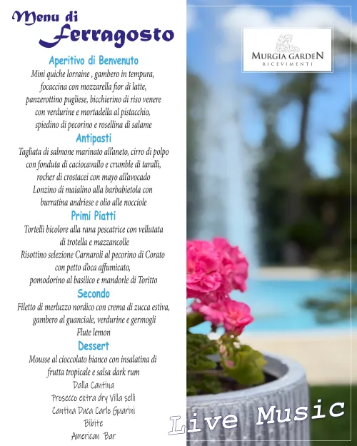 Menù 15 Agosto 2025 con Live Music